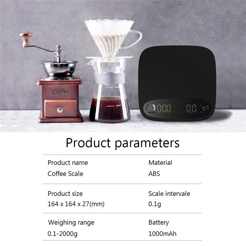 USB Rechargeable Coffee Electronic Scale 2kg/0.1g