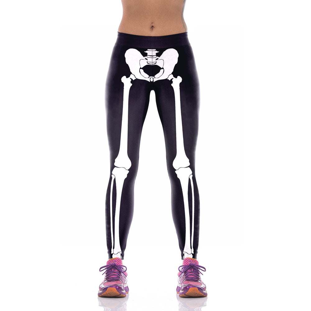 Digital Printed Sports Pants Zombie Bride Tight Elastic Pants