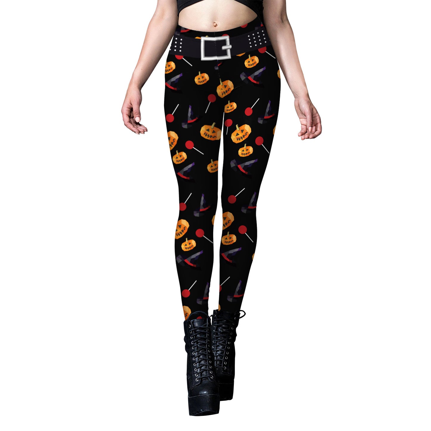 Skull Spider Web Printed Tight Leggings