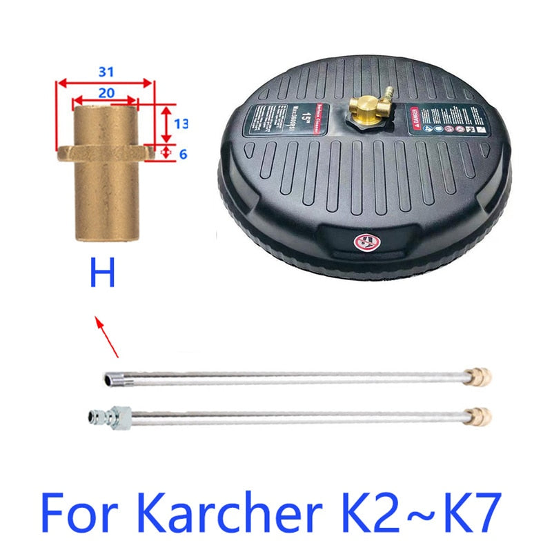 15" Car Chassis Cleaning for Karcher Pressure Washer Floor Surface Undercarriage Cleaner with 2 Pcs Aluminum Extension Wand