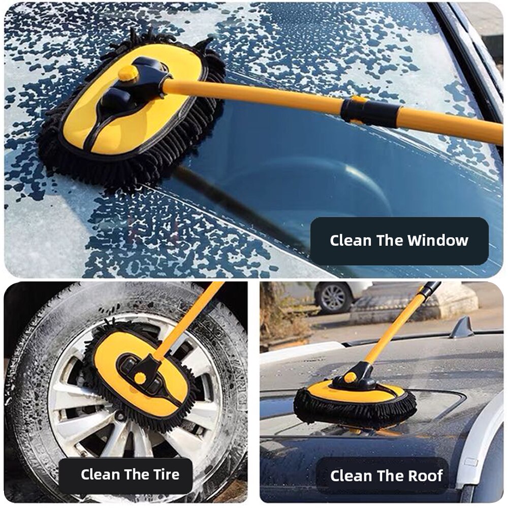 2022 Newest Car Cleaning Brush Car Wash Brush Telescoping Long Handle Cleaning Mop Chenille Broom Car Cleaning Tool Kit