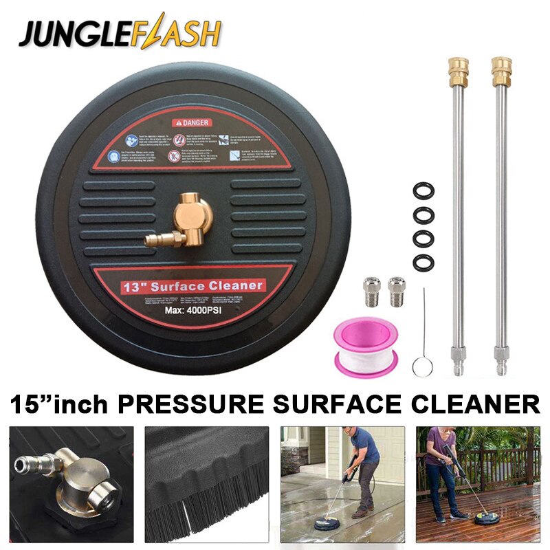 JUNGLEFLASH 15" High Pressure Washer Undercarriage Cleaner Under Car Water Broom Clean Surface Cleaner Attachment