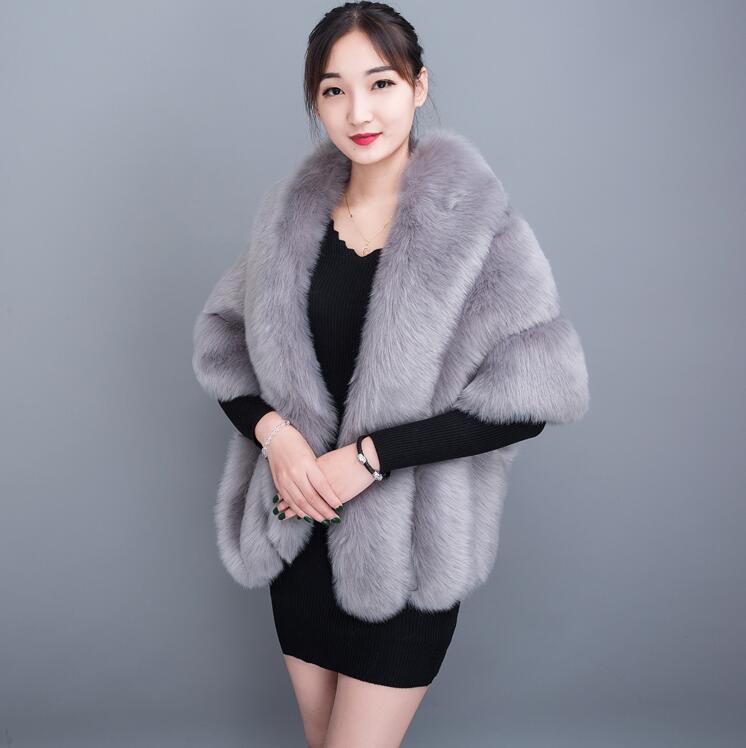 Women's Fashion Faux Fur Three-piece Shawl