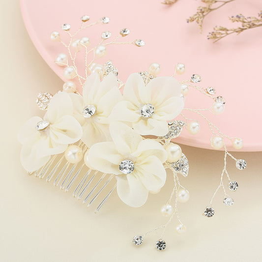 Bridal Wedding Tiara Pearl Rhinestone Hair Comb