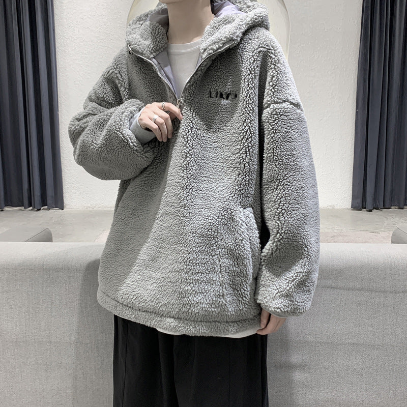 Men Winter Plush Loose Cotton Coat