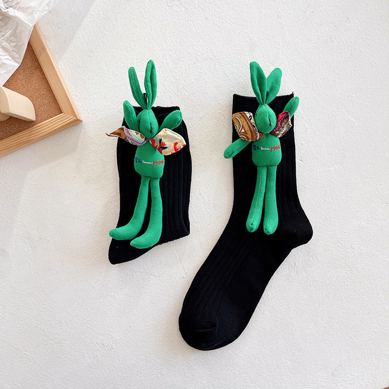 Autumn And Winter Accessories Green Three-dimensional Pile Pile Tide Socks