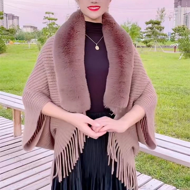 Ladies Loose Thickened Knitted Wool Shawl