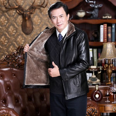 Winter Middle Aged Men PU Wallet Jacket