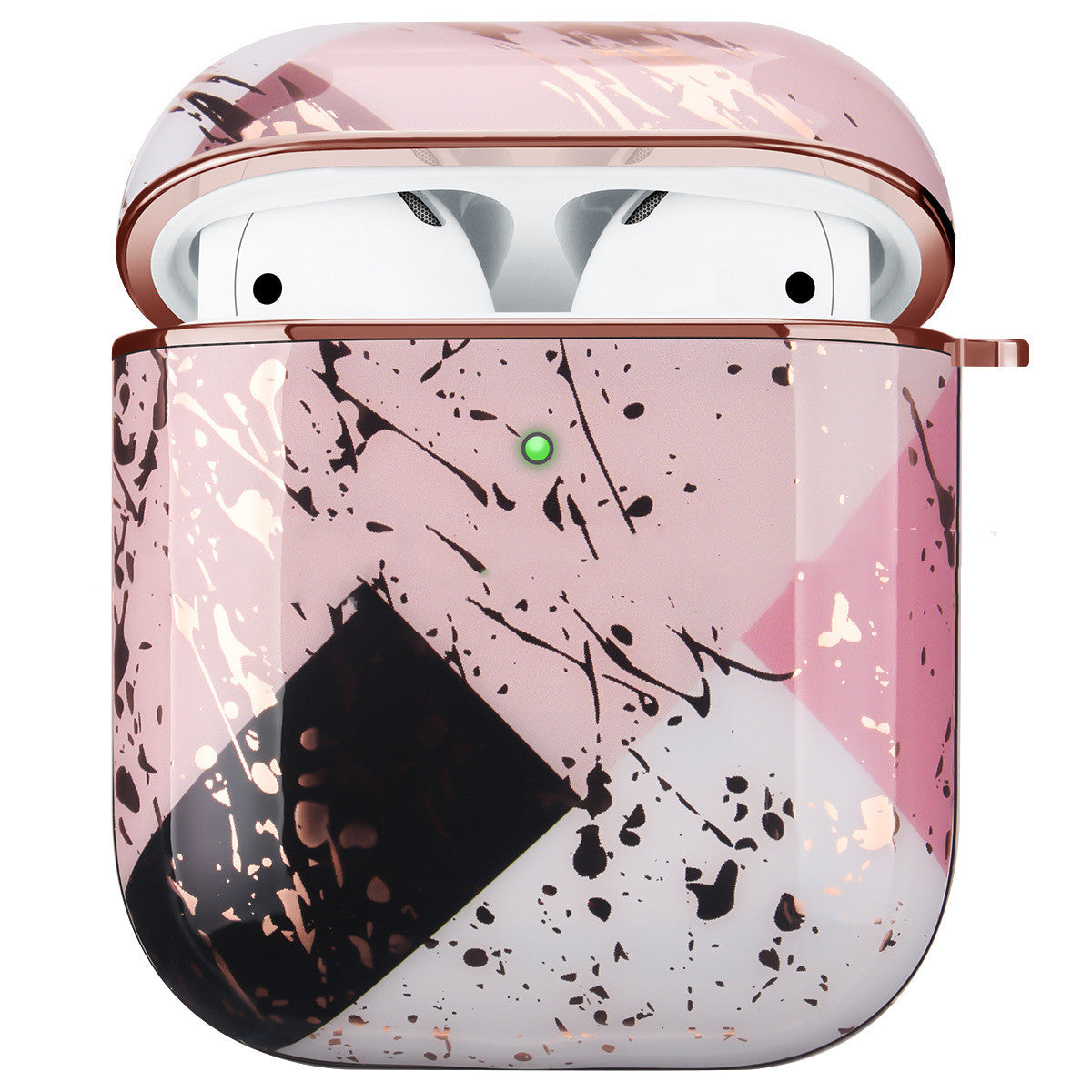 Compatible with Apple, Electroplating Gold Hard Shell White Marble Earphone Cover Is Suitable