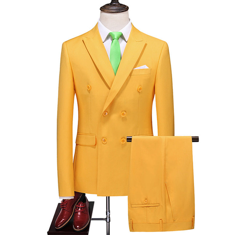 Male Host Two-piece Large Size Solid Color Suit