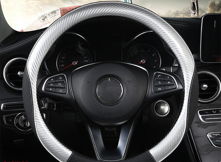 Car Steering Wheel Cover Round Handle Cover Carbon Fiber Texture