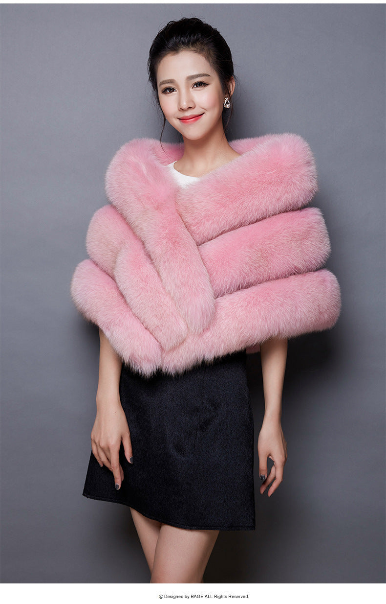 Women's Fashion Faux Fur Three-piece Shawl