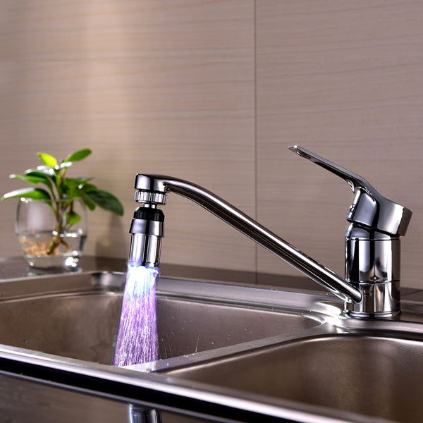 360-degree Rotating Sensor Faucet Will Light-emitting Temperature Control Three-color 7-color Light LED Water Faucet Kill