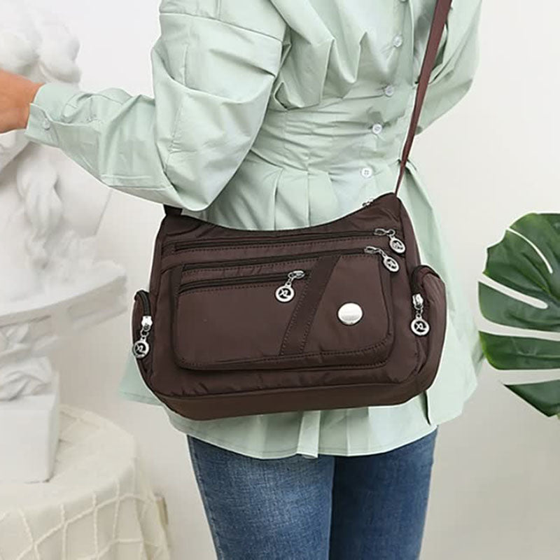 Women Shoulder Bag Multi-pocket Design Waterproof Casual High Capacity Crossbody Bag