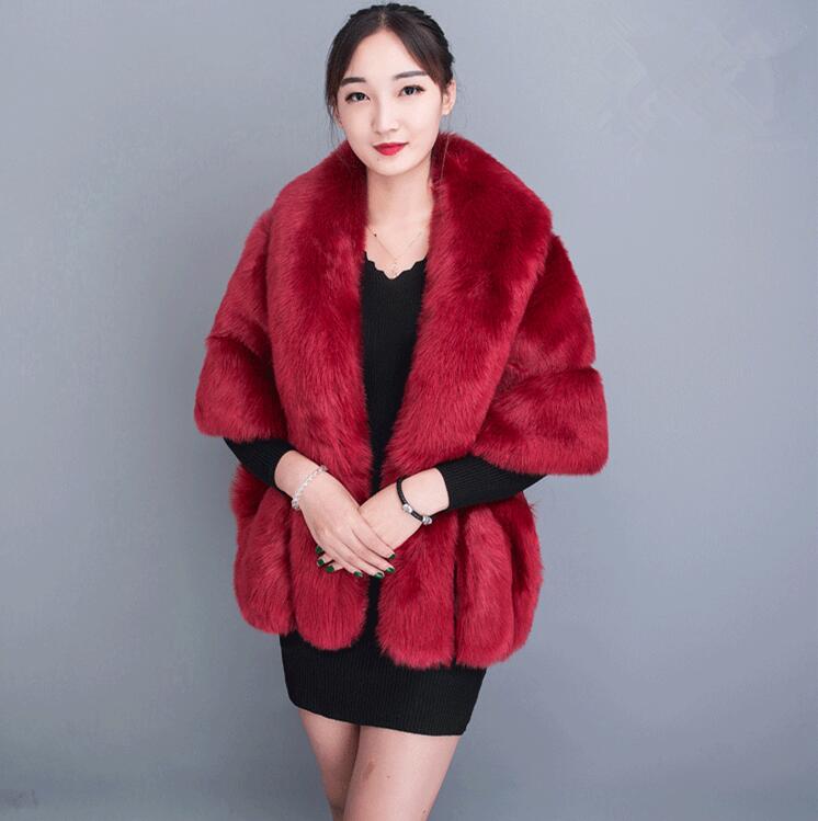 Women's Fashion Faux Fur Three-piece Shawl