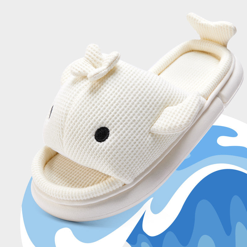 Cute Linen Shark Slippers For Indoor Home Shoes