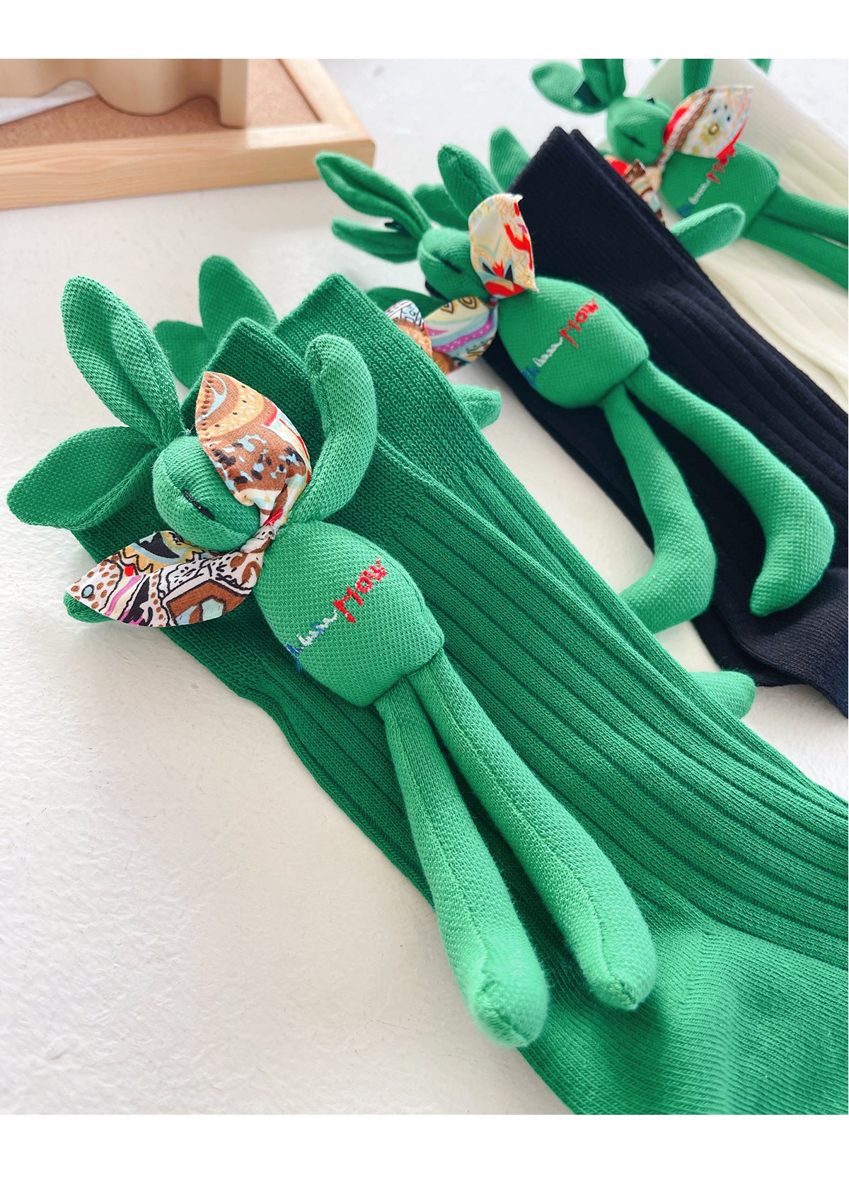 Autumn And Winter Accessories Green Three-dimensional Pile Pile Tide Socks