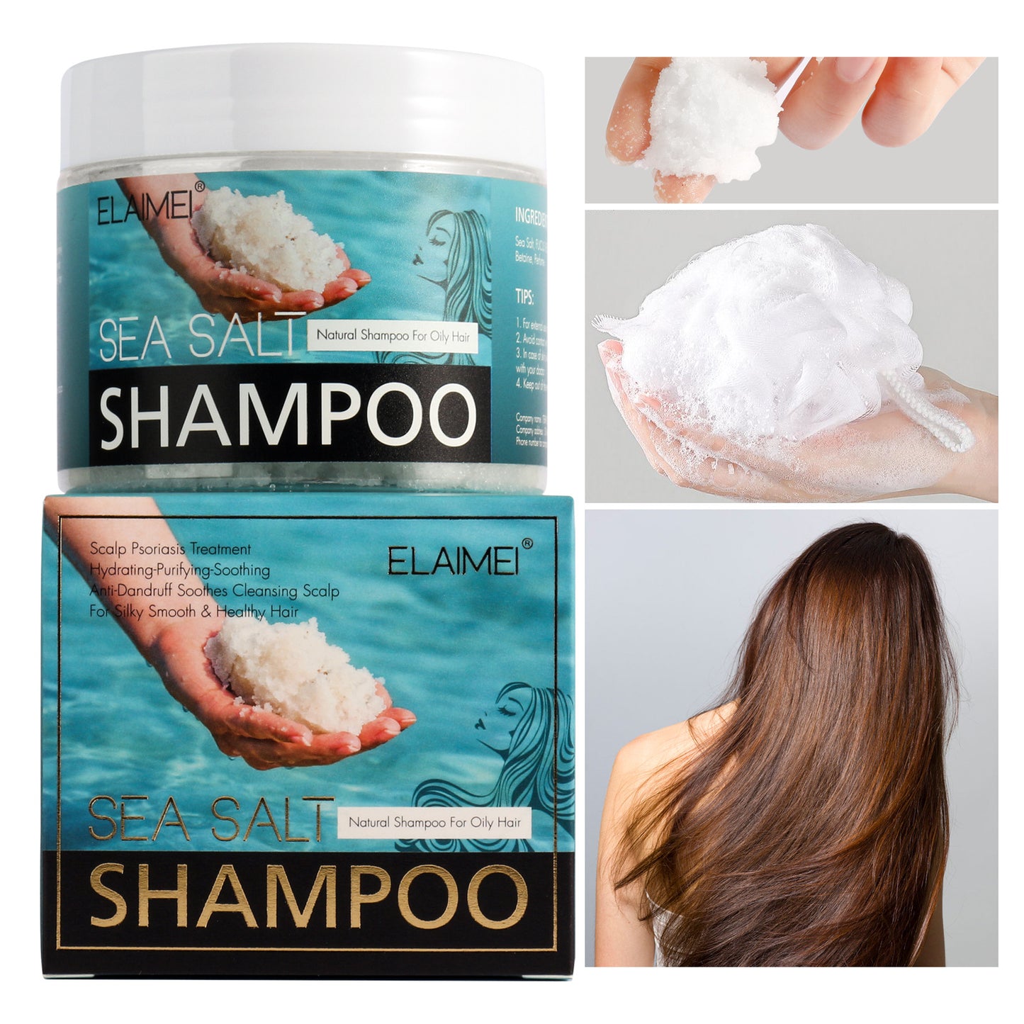 ELAIMEI Sea Salt Shampoo To Scalp Deep Cleansing Moisturizing Anti-dandruff Oil Control Hair Balm