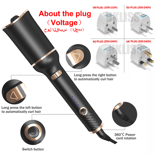 Automatic Curling Iron Air Curling Flat Iron Magic Wand Wave Styling Automatic Rotating Curling Wand Salon Styling