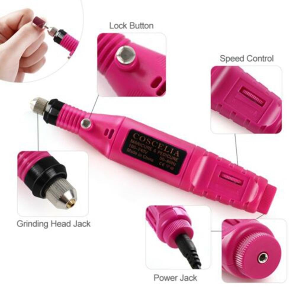 Electric Nail Drill Machine Kit Nail Gel Remove Machine Nail Art Tools Kit Pen Pedicure Nail File Sanding Bands