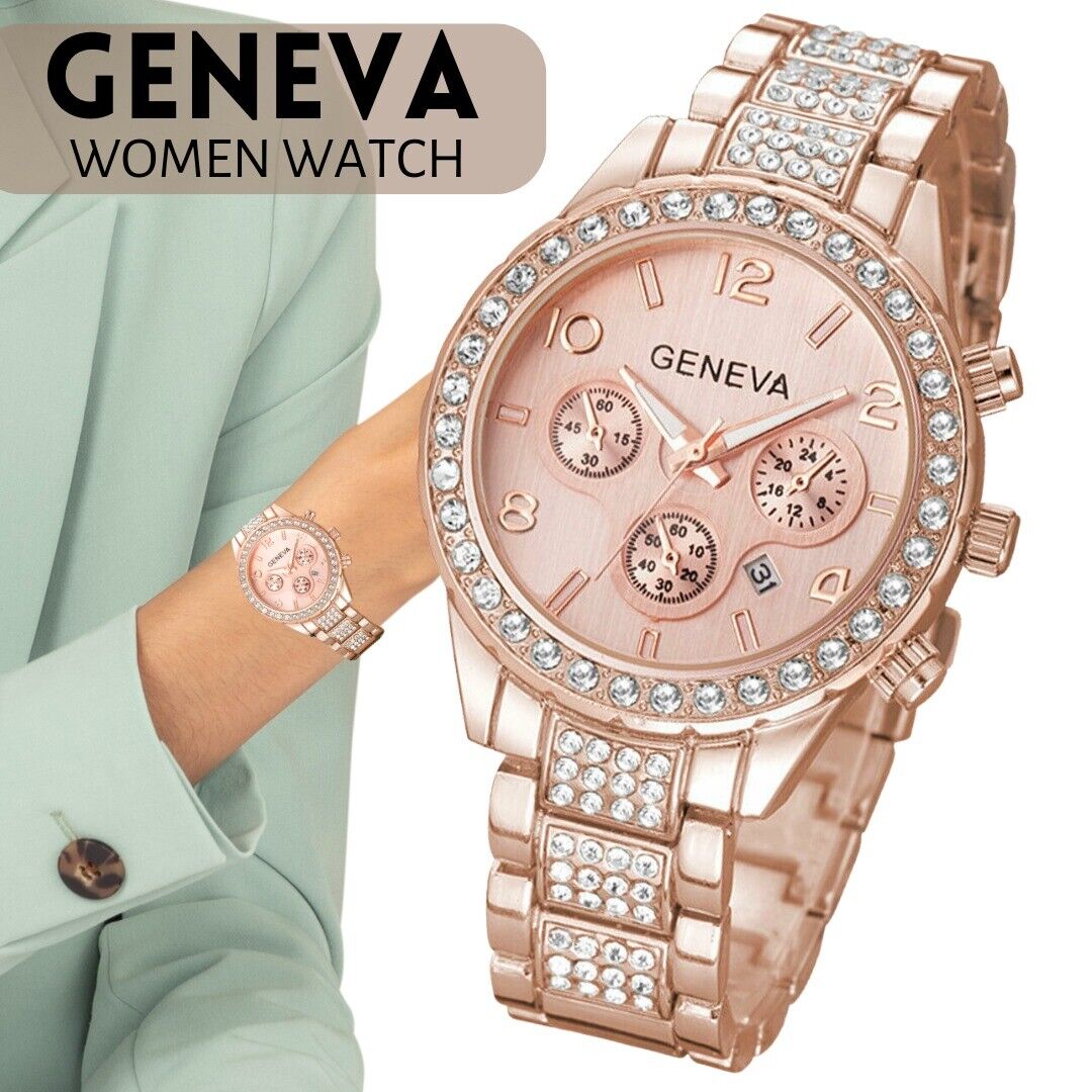 Women Classic Stainless Steel Crystal Quartz