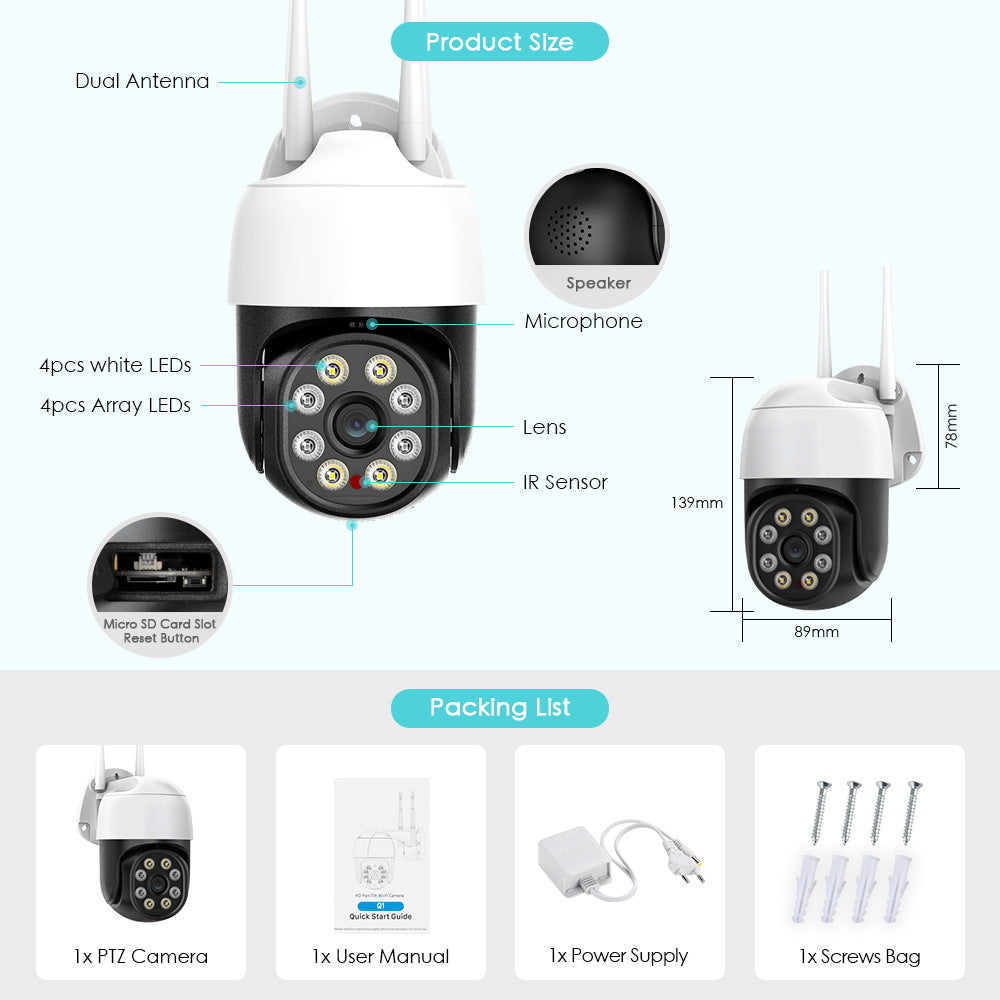 New 1.5 Inch Outdoor Dual Light Network Monitoring Camera