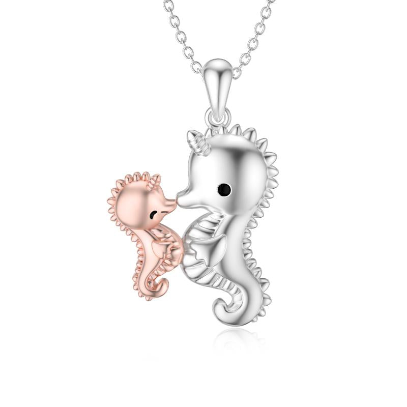 Seahorse Necklace 925 Sterling Silver Hippocampus Pendant Jewelry Gifts for Mom Daughter