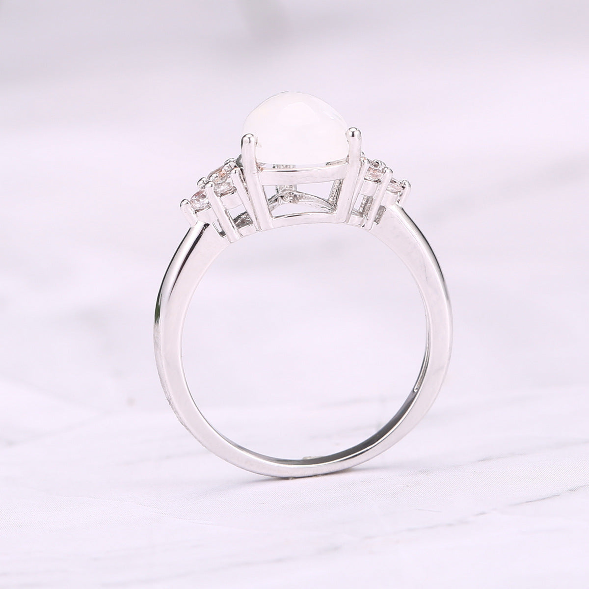 Natural Semi-Precious Moonstone Ring Simple