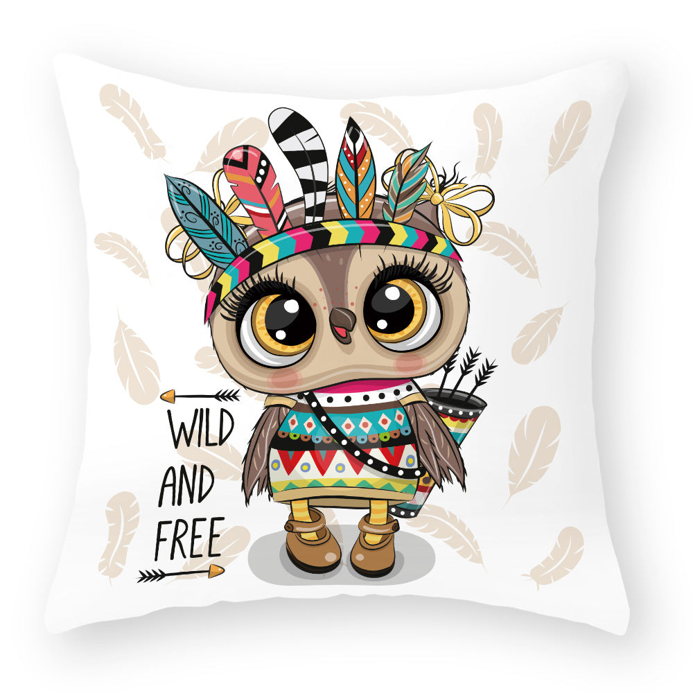 Cute Owl Peach Skin Pillow Case