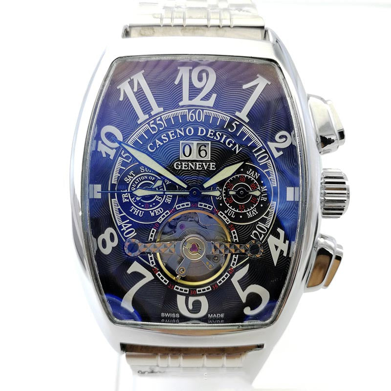 Barrel-shaped Large Date Tourbillon Automatic Mechanical Men's Watch