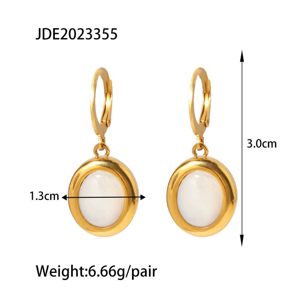 Women's Versatile High-grade Colorfast Titanium Ring Earrings