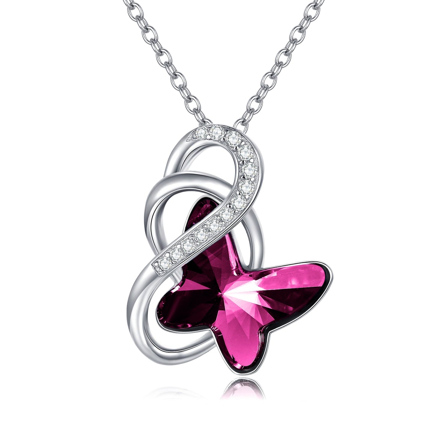 Sterling Silver Infinity Butterfly Pendant with Crystal Gifts for Women