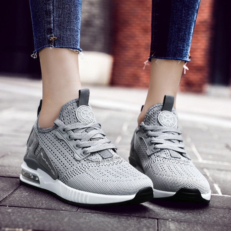 Summer Women's Running Shoes Korean Fashion Couple Flying Woven Air Cushion Sneakers