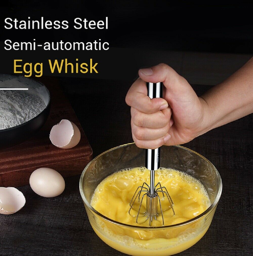 Semi-Automatic Egg Whisk Hand Push Egg Beater Stainless Steel Blender Mixer Whis