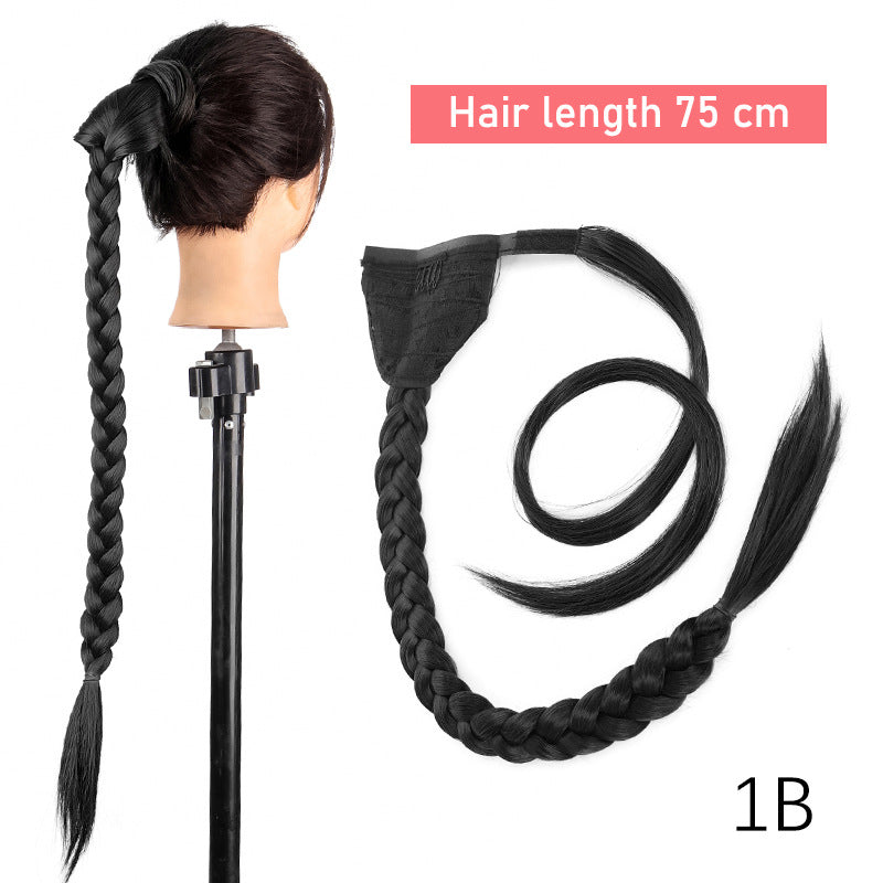 Wig Ponytail Women's Long Hair Velcro Fishbone Braid