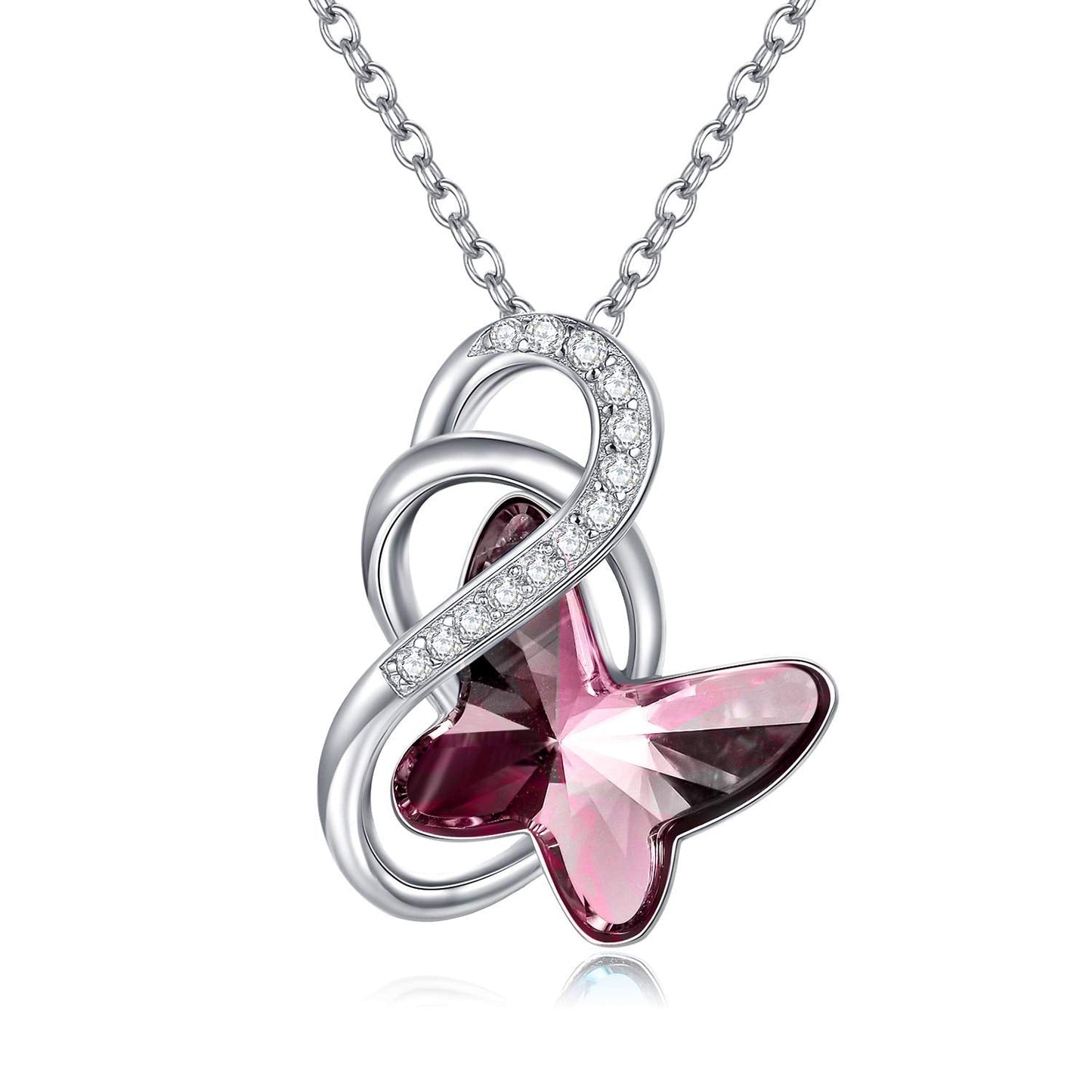 Sterling Silver Infinity Butterfly Pendant with Crystal Gifts for Women