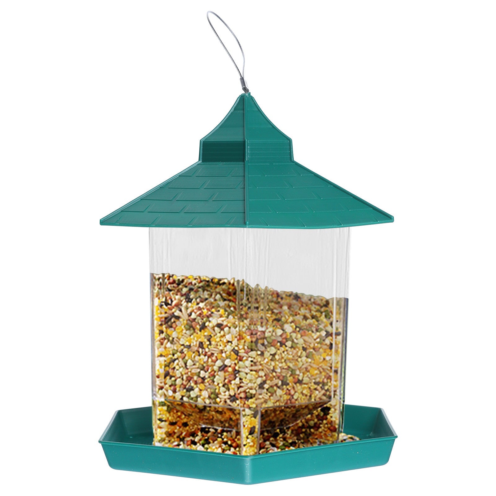 Pavilion Clear Glass Window Viewing Bird Feed Hotel Table Seed-Peanut Hanging