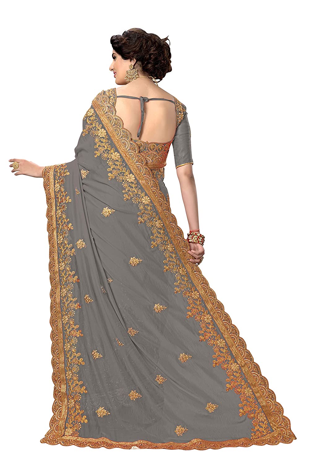 Women's Silk Embroidery SAREE Indian Traditional Saree Wedding Dress