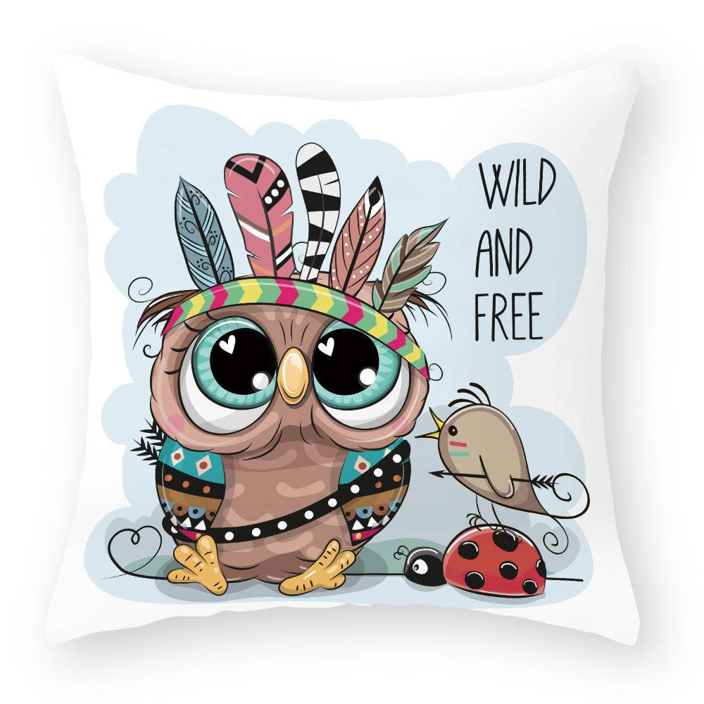 Cute Owl Peach Skin Pillow Case