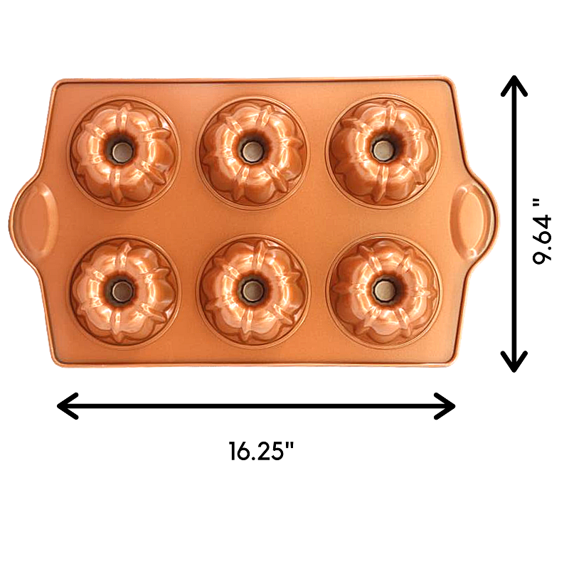 Original Mini Fluted Tube Pan - 6 Cavity Toxic Free NONSTICK Pan - Organic Environmental Friendly Premium Coating - Durable Quality - Mini Fluted Tube Pan