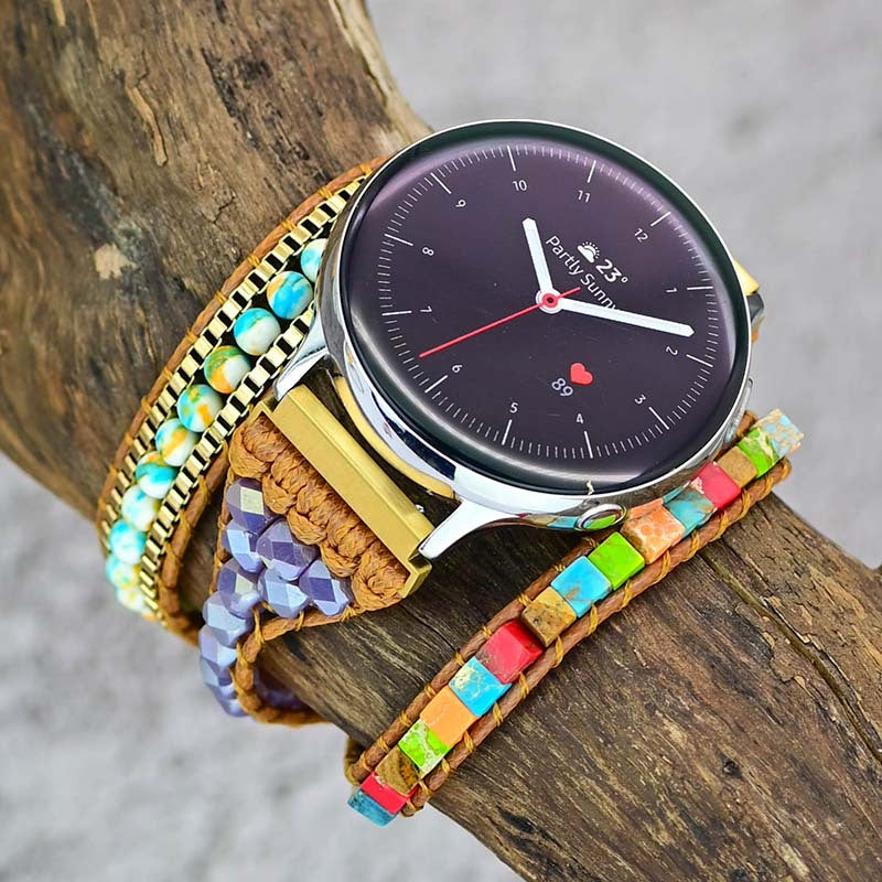 Shoushan Stone Bead Watch With Bracelet