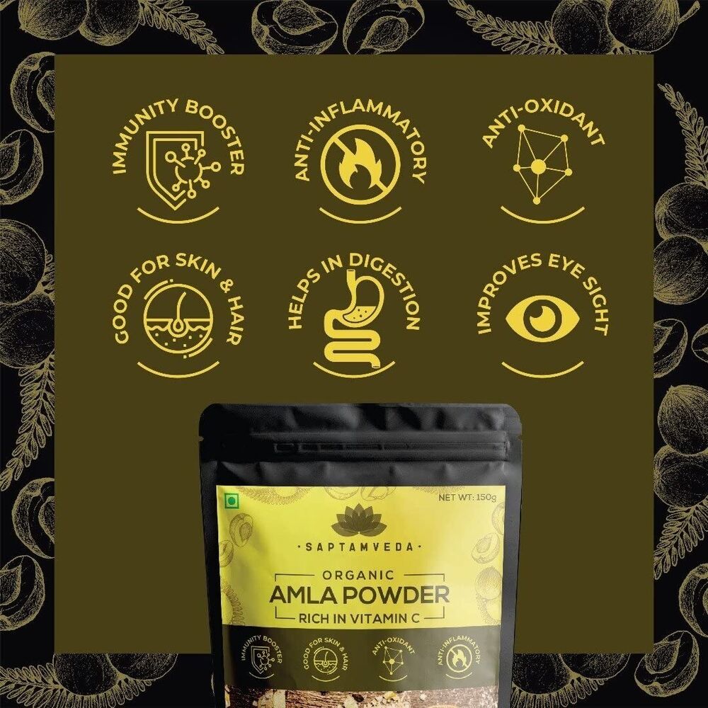 SAPTAMVEDA Organic Amla Powder  Helps To Healthy And Glowing Skin GOOD FOR HAIR AND SKIN IMMUNITY BUILDER  Rich And Healthy Source Of Vitamin C Helps To Build Immunity