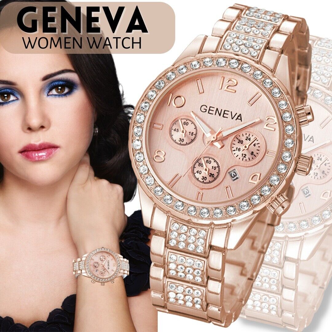 Women Classic Stainless Steel Crystal Quartz