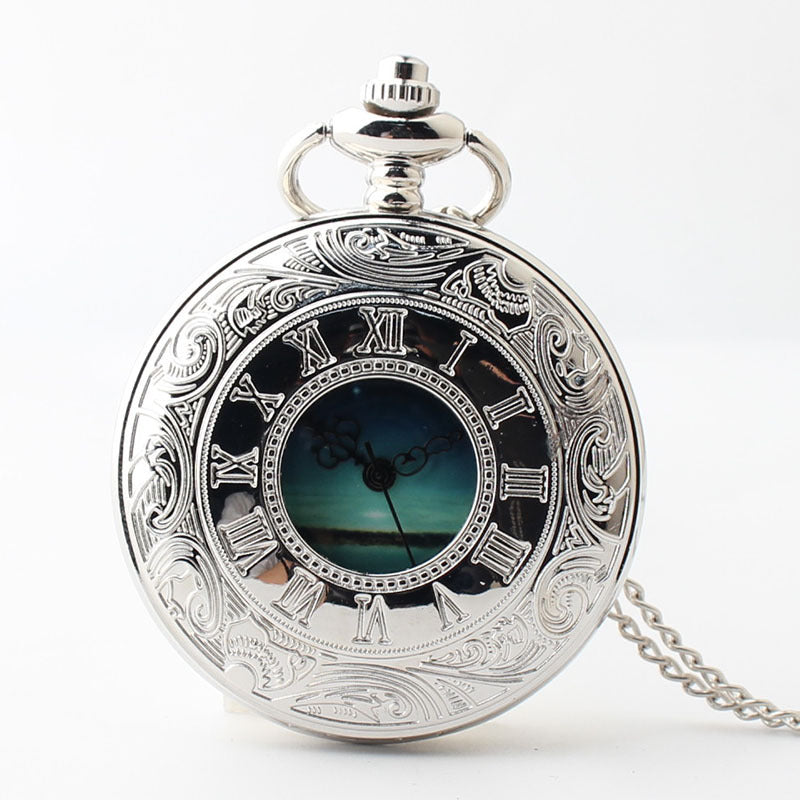 Starry sky Roman scale quartz pendant pocket watch