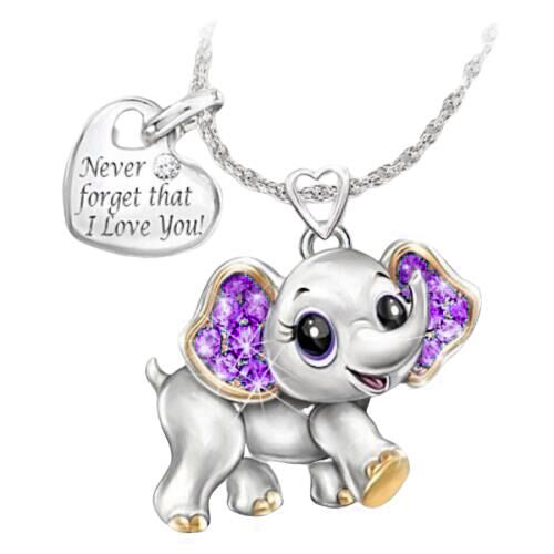 Blue Cute Elephant Women Necklace