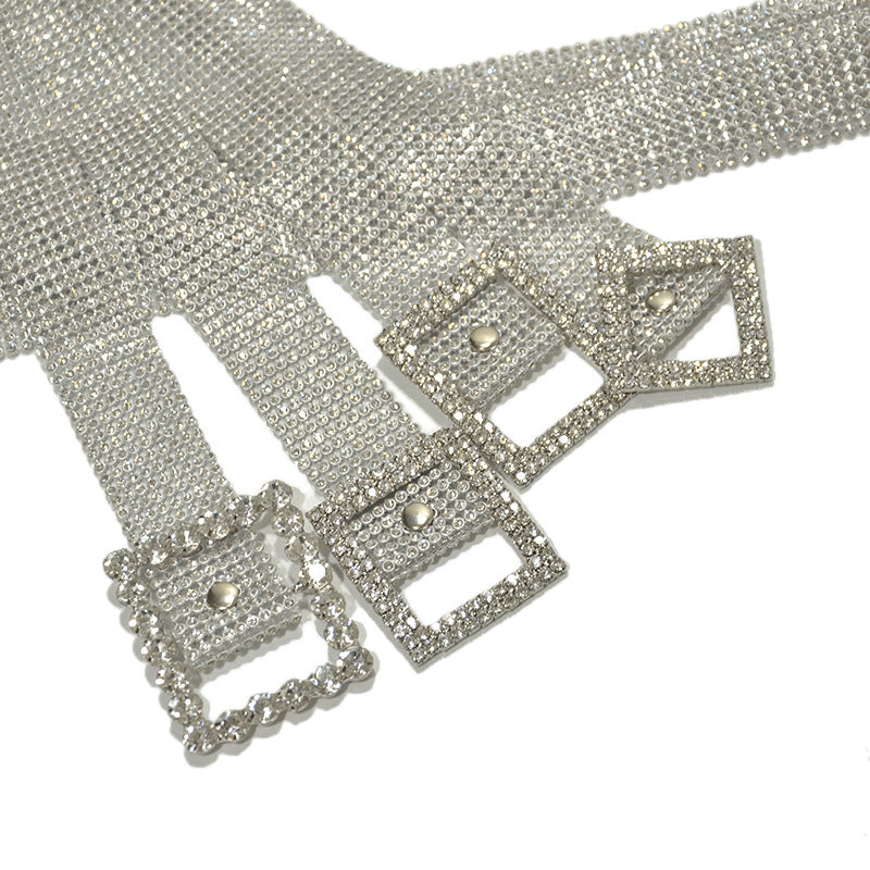 9 rows full rhinestone embellished belt