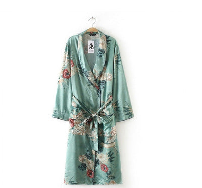 Printed gown and kimono cardigan