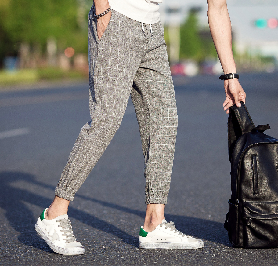 Casual Ankle-Length Plaid Pants Men Trousers Hip Hop Jogger Pants Men Sweatpants Streetwear Men Pants Trousers