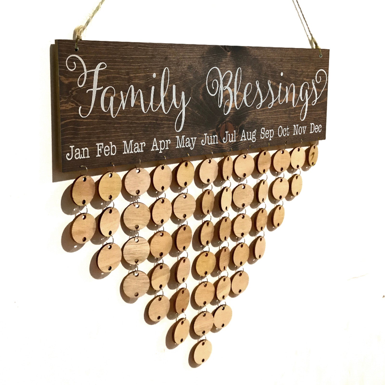 Family Blessings Calendar Board Plaque DIY Hanging Wooden Reminder