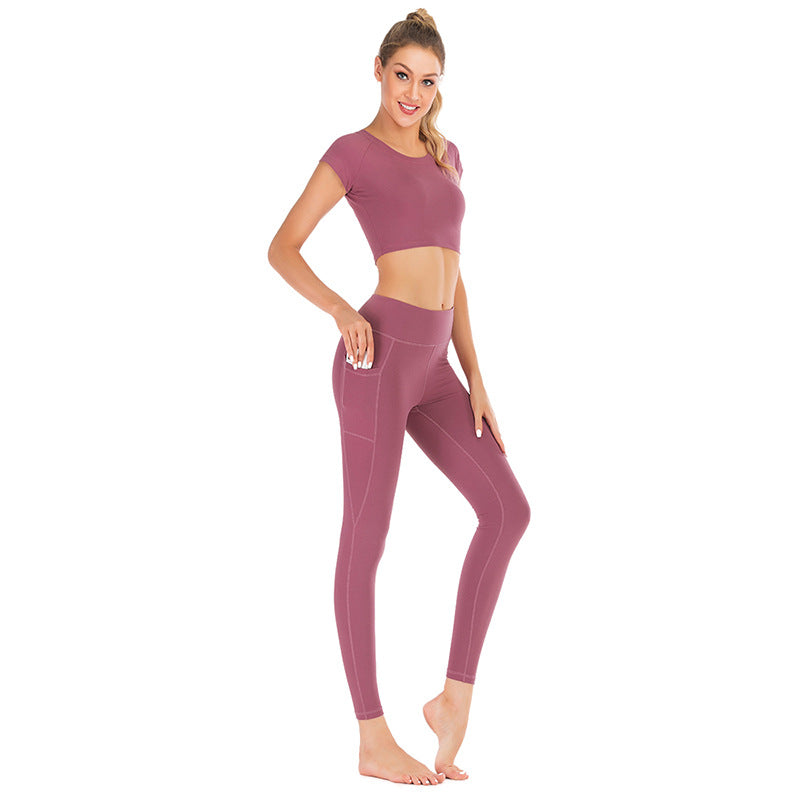 Pocket yoga clothes suit women